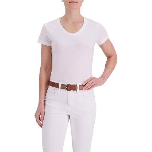 Womens leather belt casual jean workwear belt with round harness buckle for pant - Picture 5 of 6